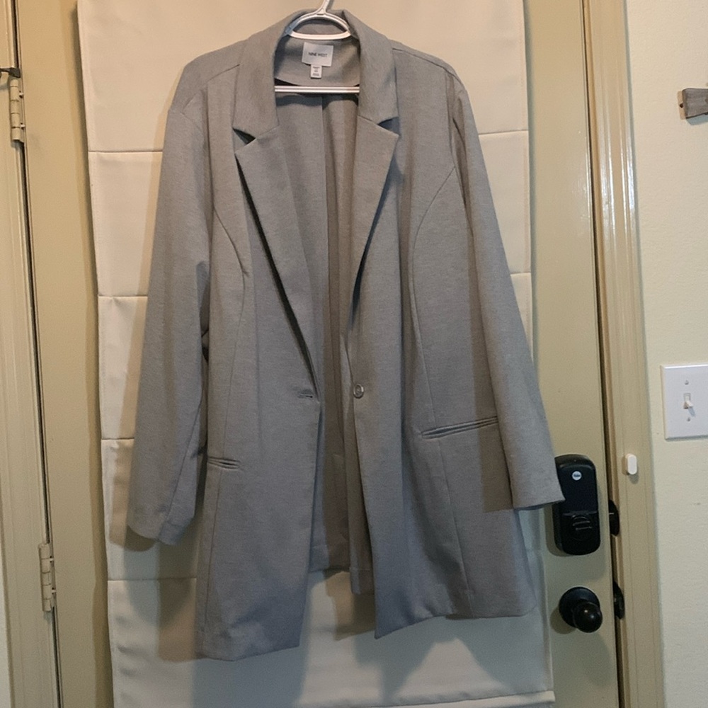 NWT Nine West Gray Relaxed Blazer Plus Size 4X Lightweight Work Office Jacket